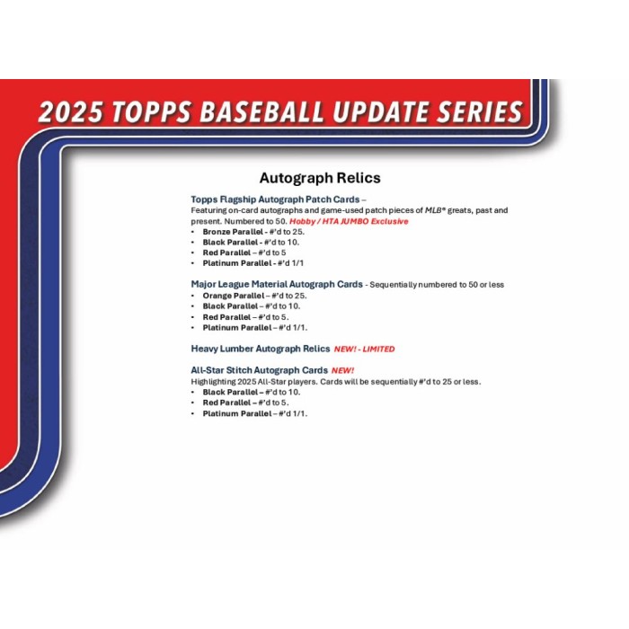 2025 Topps Update Series Baseball Jumbo Box