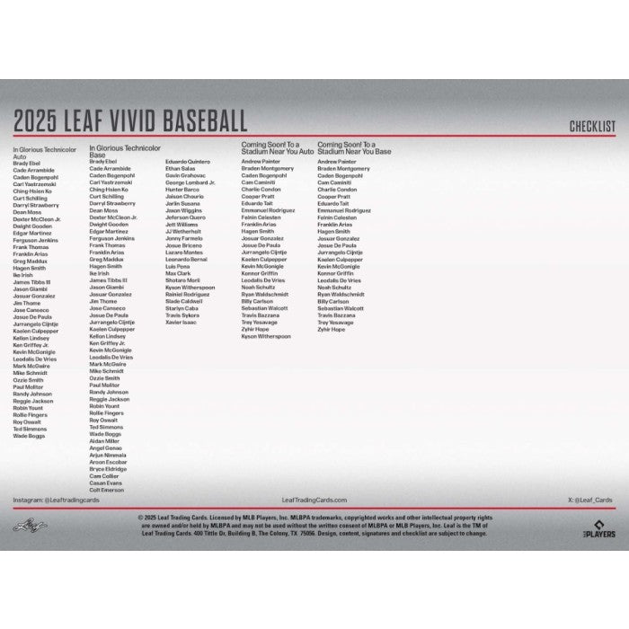 2025 Leaf Vivid Baseball Hobby Box