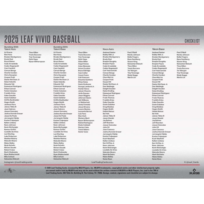 2025 Leaf Vivid Baseball Hobby Box